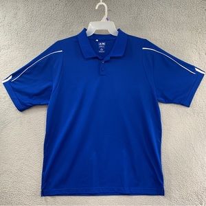 Adidas Men Adults XXL 2XL Blue Clima Lite Cool Golf Performance Solid Polo Shirt